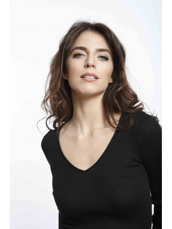 oscalito Long-sleeved top v neckline WOOLEN SILK