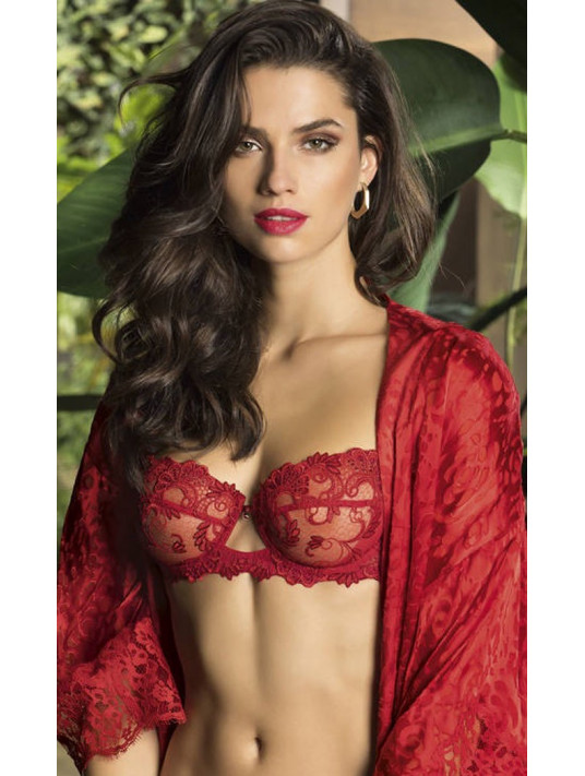 Balcony bra red DRESSING FLORAL