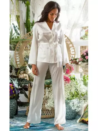 Pyjama en soie MARJOLAINE soie ivoire