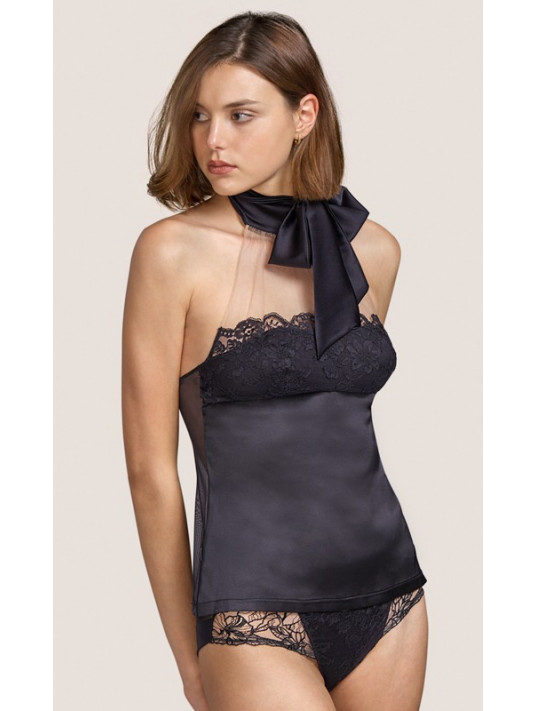 Andres Sarda noir Top en soie TAMARA