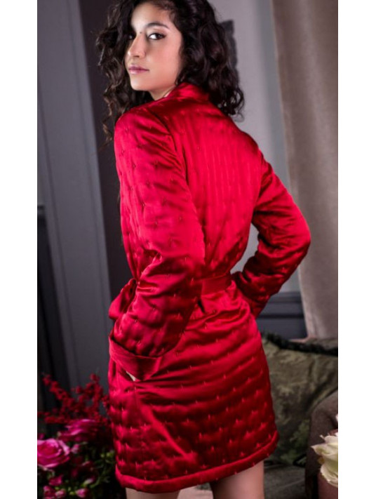 red Silk dressing gown MARJOLAINE