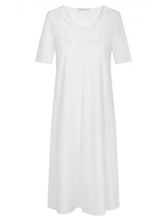 White short sleeves cotton nightgown