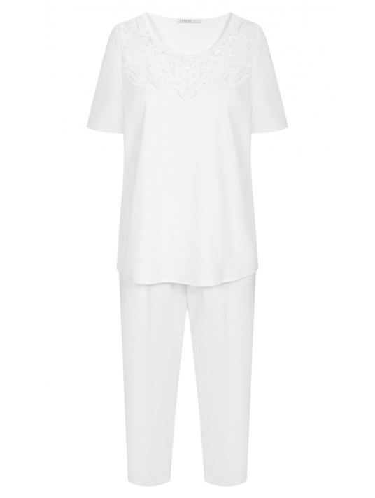 Pyjama manches courtes coton blanc