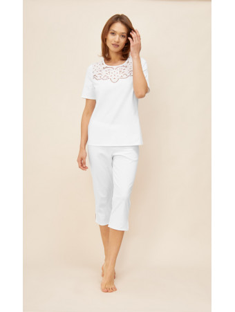Short sleeved white cotton pyjama