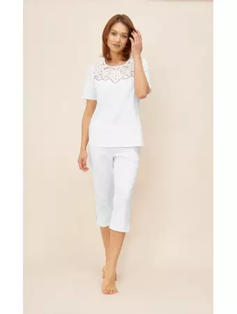 Pyjama manches courtes coton blanc