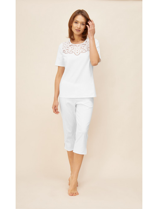 Short sleeved white cotton pyjama