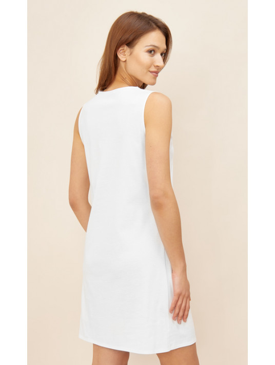 Sleeveless white cotton nightgown
