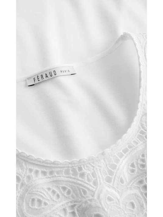 Féraud chemise de nuit sans manche en coton blanc
