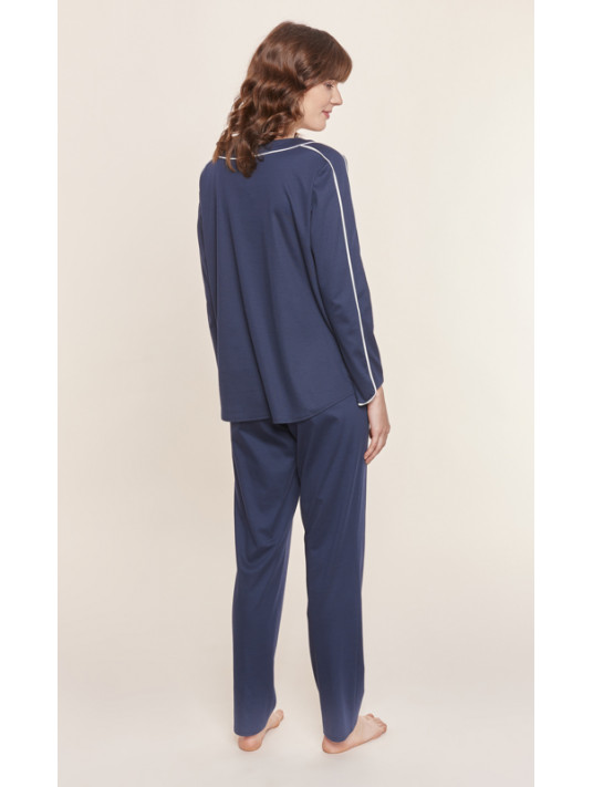 Féraud Pyjama en coton manches longues marine