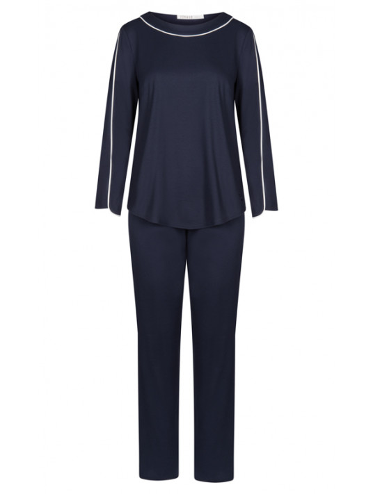 Féraud Navy long sleeved cotton pyjama