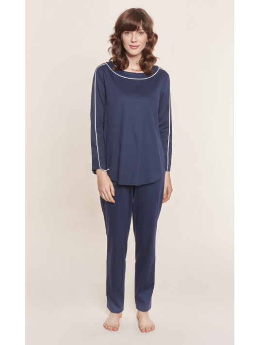 Féraud Navy long sleeved cotton pyjama
