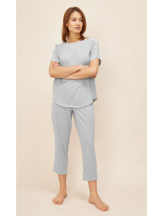 Féraud Pyjama manches courtes en coton gris