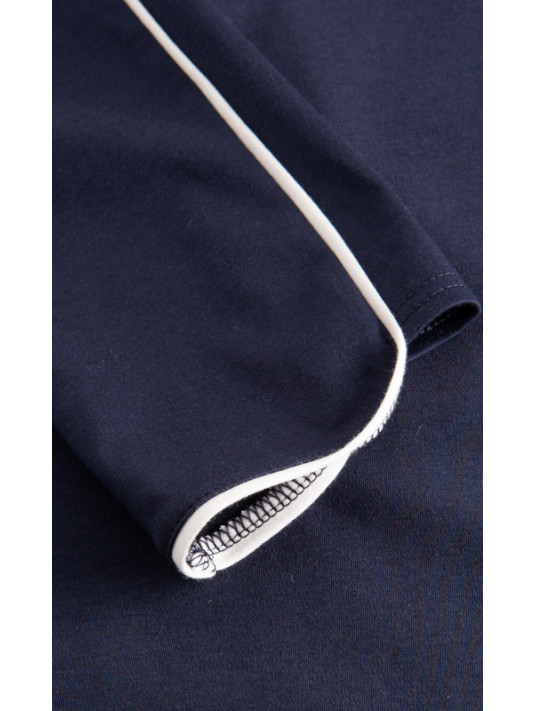 Féraud Chemise de nuit marine à manches longues en coton