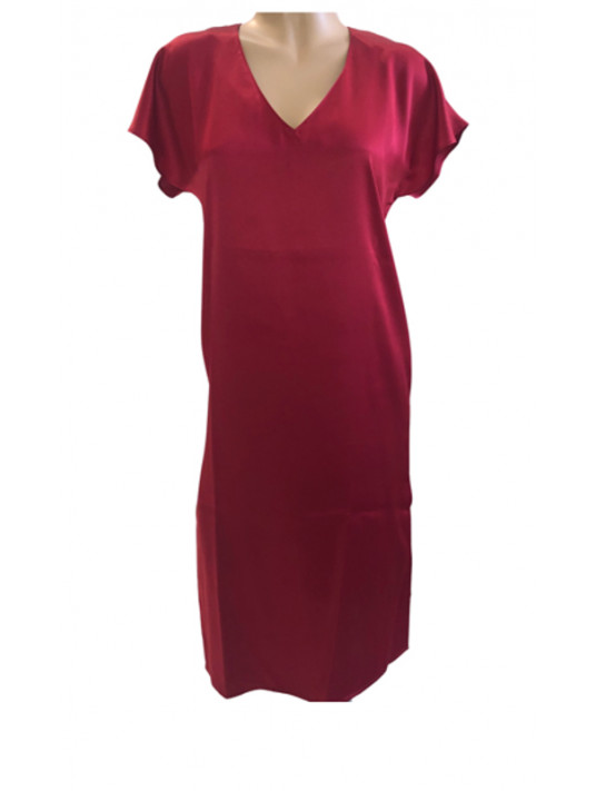 Marjolaine Robe rouge manches courtes SOIE