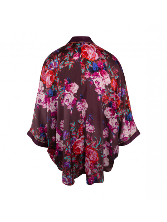 veste kimono soie rouge bordeaux fleurs lise charmel
