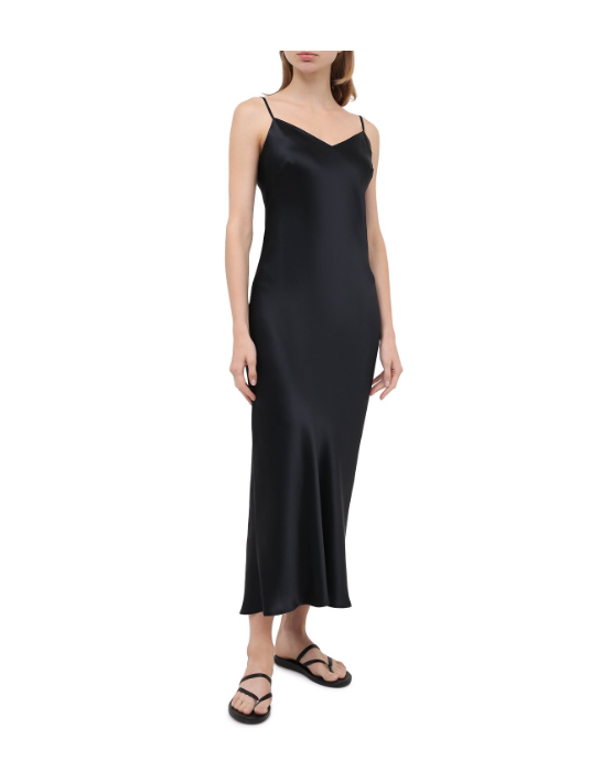 nuisette longue en soie noir marjolaine odana
