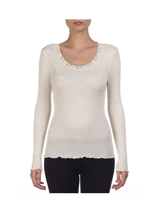 pull laine et soie manches longues OSCALITO champagne