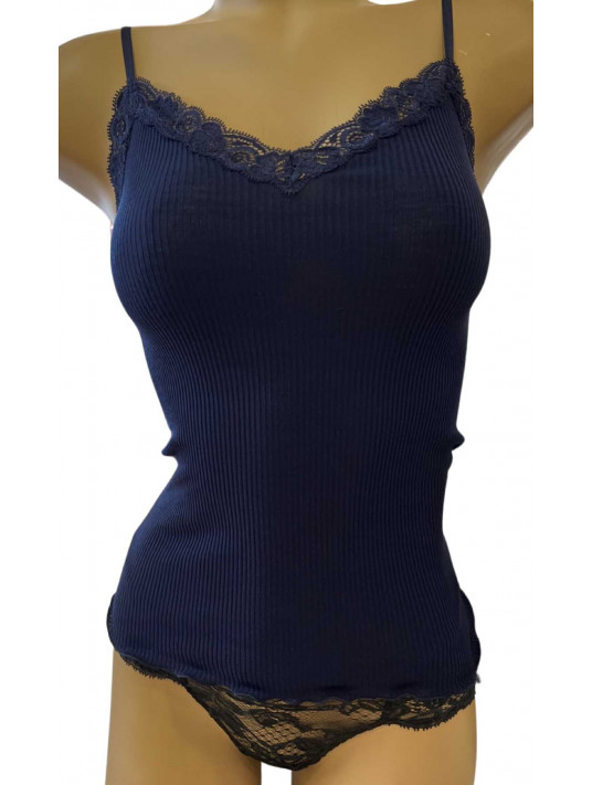 Oscalito Spaghetti top blue WOOLEN SILK