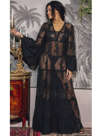 Sexy long black lace dress Marjolaine
