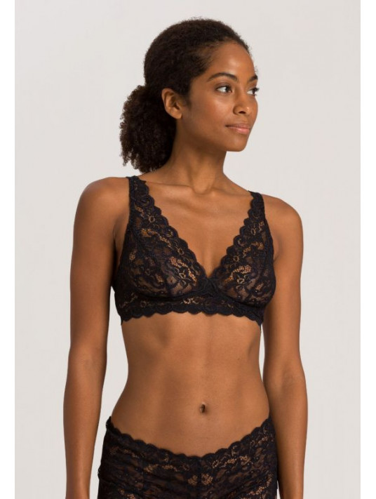 hanro black Wireless lace bra MOMENTS