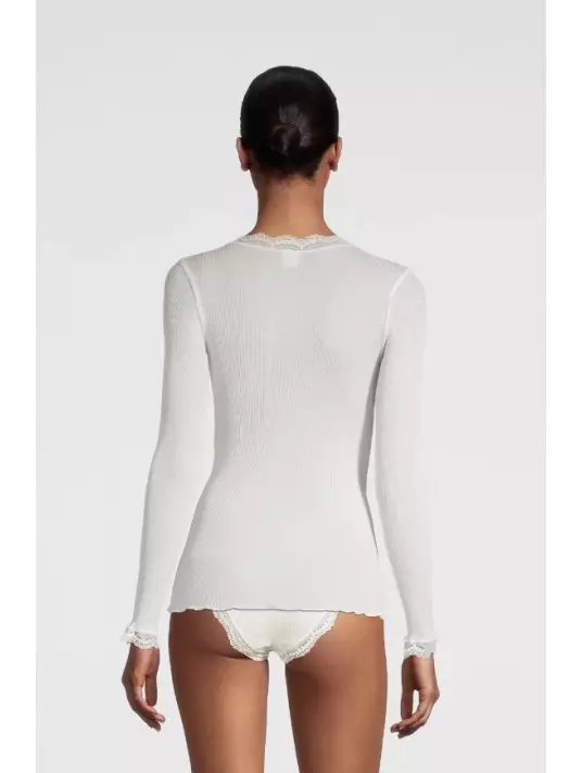 Long-sleeved top round lace neckline SILK Long-sleeved top round lace neckline SILK