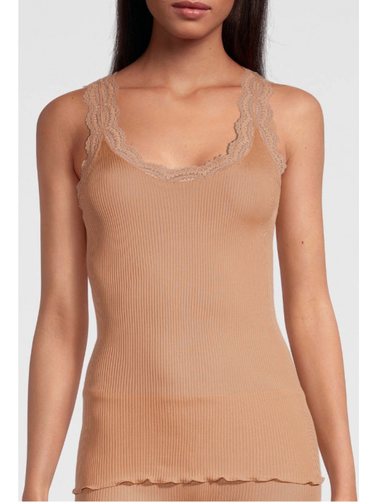 Oscalito Top bretelles larges peau brune SOIE