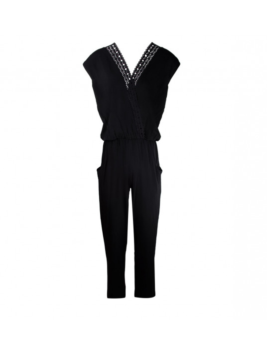 Short-sleeved jumpsuit black AJOURAGE COUTURE