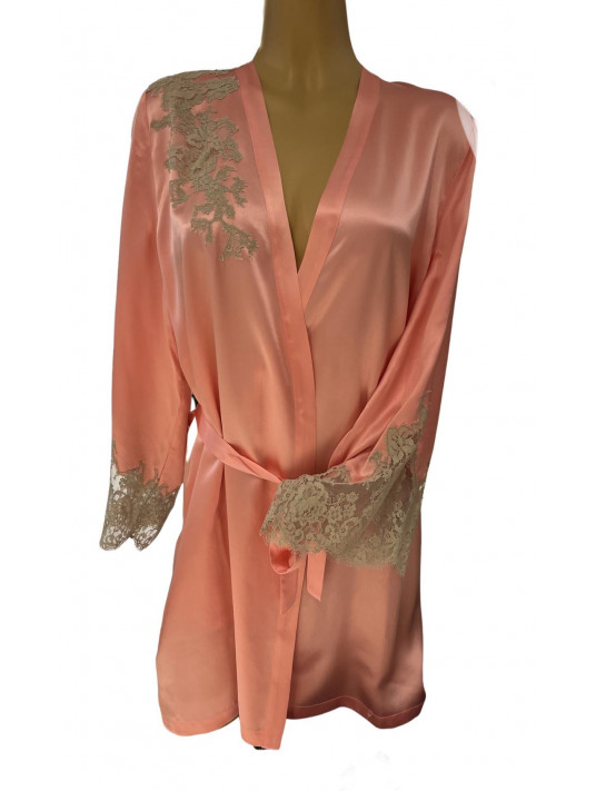 Marjolaine Silk dressing gown PEARL
