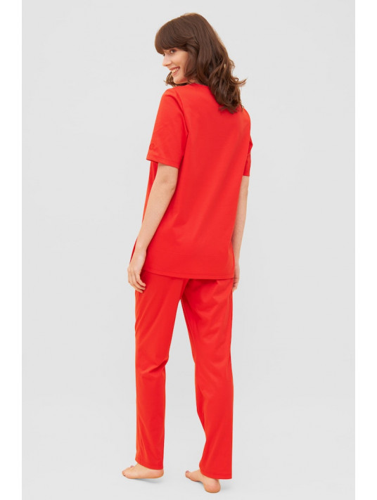 Feraud Pyjama manches courtes rouge orangé modal