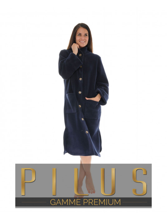 Fleece dark blue dressing gown TINAEL