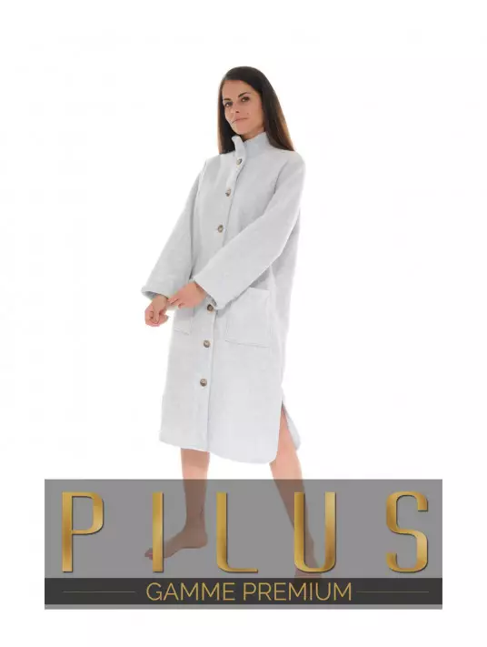 Pilus Robe de chambre boutonnée grise TINAEL Pilus Robe de chambre boutonnée grise TINAEL
