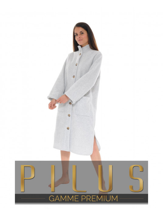 Pilus Robe de chambre boutonnée grise TINAEL