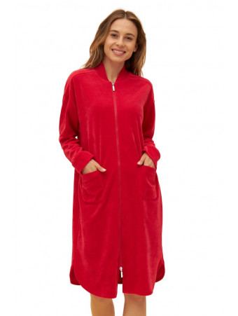 Red velvet zip dressing gown