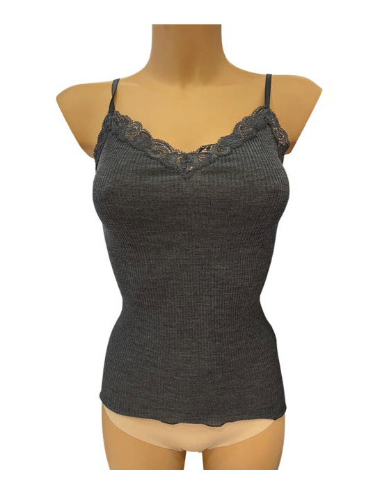 Spaghetti top grey WOOLEN SILK oscalito