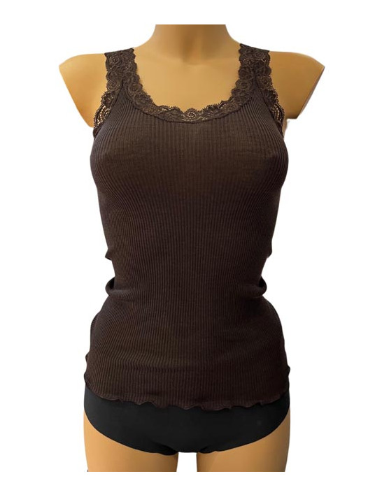 Oscalito Tank top lace chocolate WOOLEN SILK