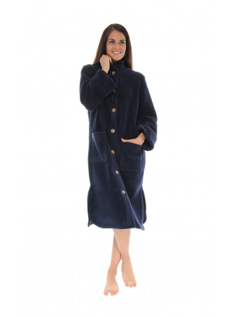 Fleece dark blue dressing gown TINAEL