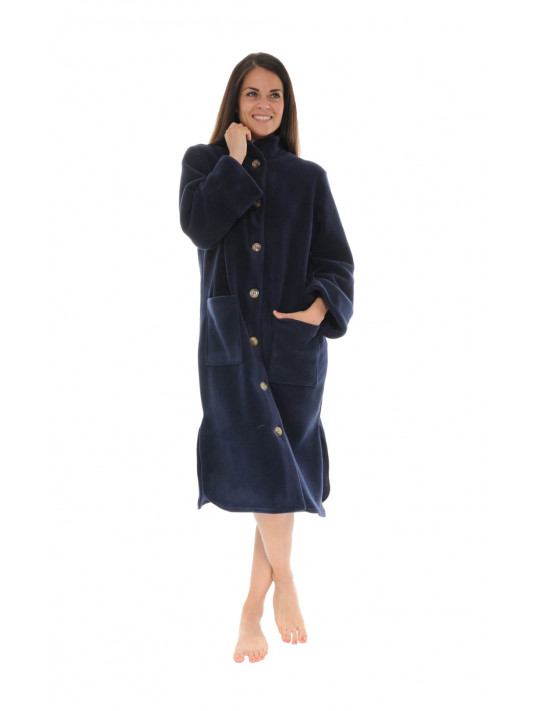 Fleece dark blue dressing gown TINAEL