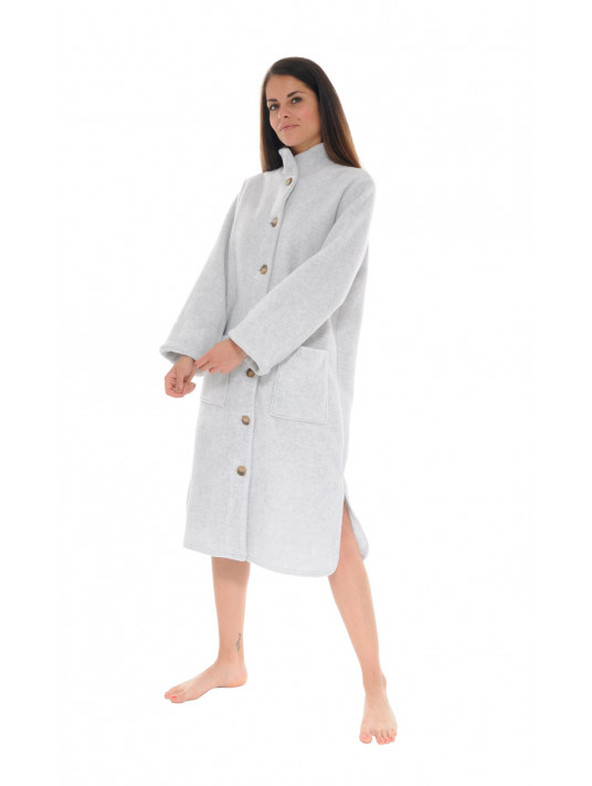 Fleece light gray dressing gown TINAEL