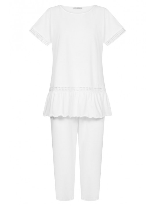 Pyjama manches courtes blanc COTON