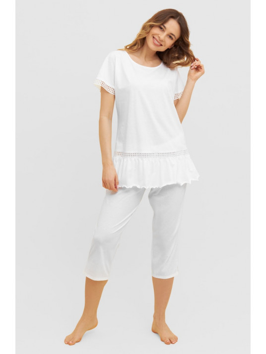 Pyjama manches courtes blanc COTON