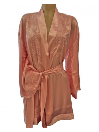 Marjolaine Silk dressing gown pink PERSEA