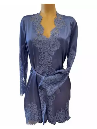 Marjolaine Blue silk dressing gown RUBY
