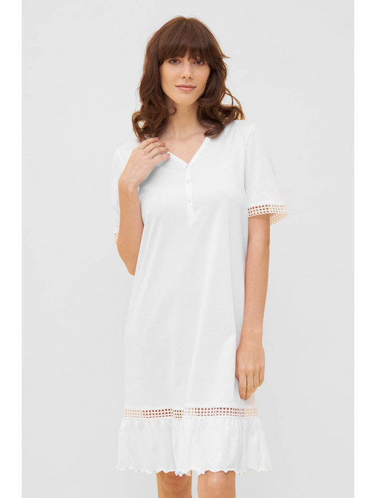 Féraud white cotton nightgown Short sleeves - Knee length