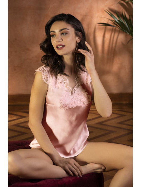 Lise Charmel Top en soie rose SPLENDEUR SOIE