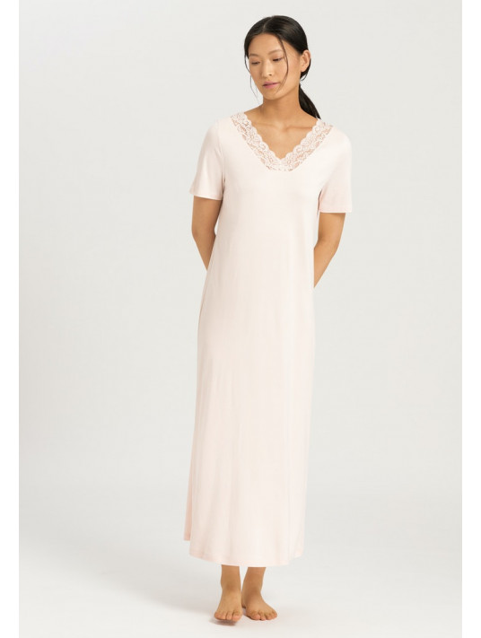 Hanro Short-sleeved pink cotton nightgown MOMENTS