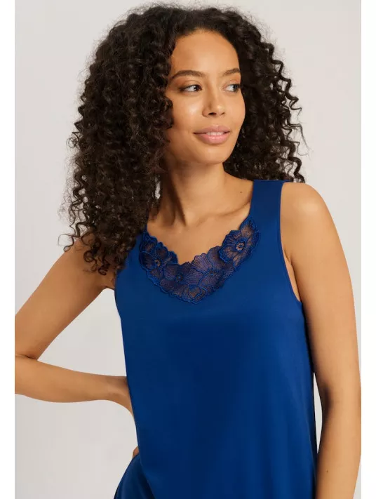 Hanro Chemise de nuit sans manche indigo NAILA Hanro Chemise de nuit sans manche indigo NAILA