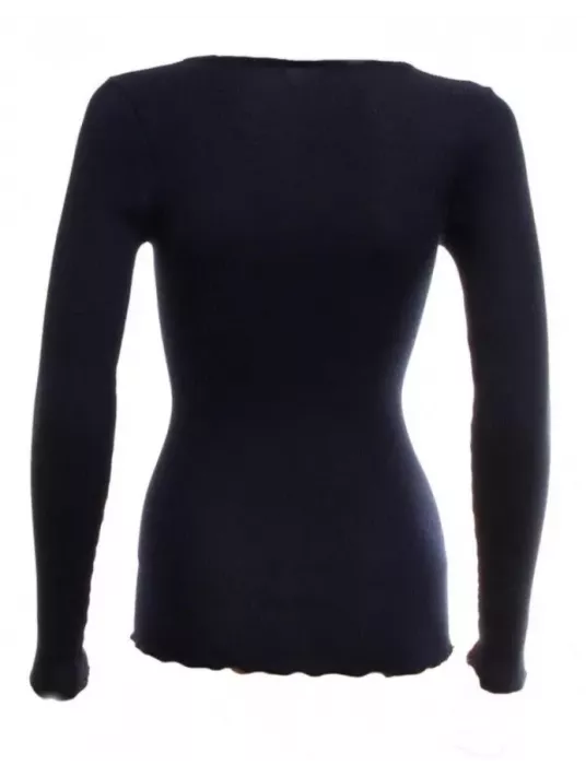 oscalito 3486 Top laine et soie col V bleu marine oscalito 3486 Top laine et soie col V bleu marine
