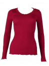 Oscalito Long-sleeved top round lace neckline WOOLEN SILK red