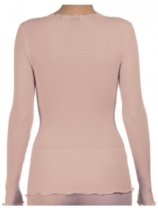 Oscalito Long-sleeved round lace neckline nude WOOLEN SILK