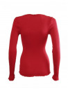 Oscalito Top manches longues col V rouge LAINE ET SOIE